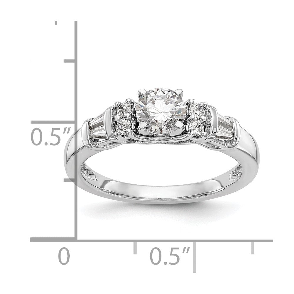 0.30ct. CZ Solid Real 14K White Gold Peg Set Engagement Ring