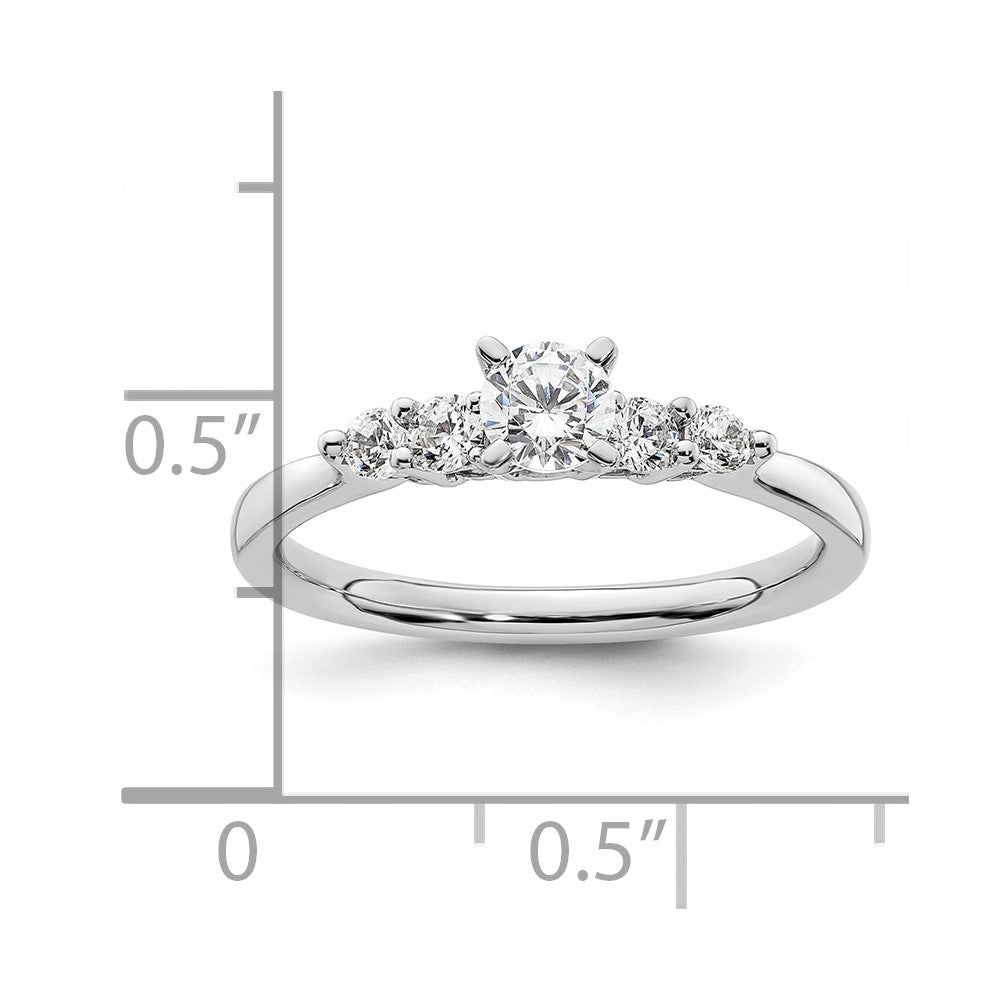 0.22ct. CZ Solid Real 14K White Gold Peg Set Engagement Ring