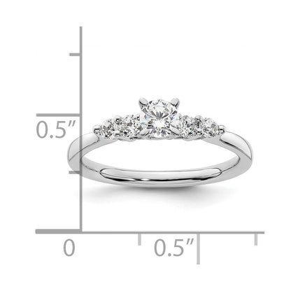 0.22ct. CZ Solid Real 14K White Gold Peg Set Engagement Ring