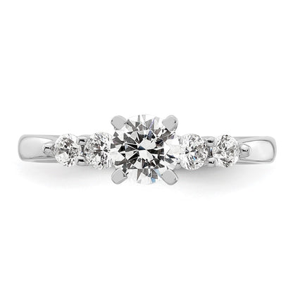 0.30ct. CZ Solid Real 14K White Gold Peg Set Engagement Ring