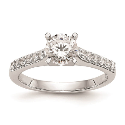 0.25ct. CZ Solid Real 14K White Gold Peg Set Engagement Ring