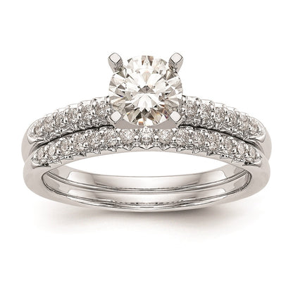 0.12ct. CZ Solid Real 14K White Gold Peg Set Engagement Ring