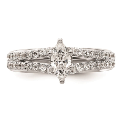 0.44ct. CZ Solid Real 14K White Gold Peg Set Engagement Ring