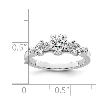 0.17ct. CZ Solid Real 14K White Gold Peg Set Engagement Ring