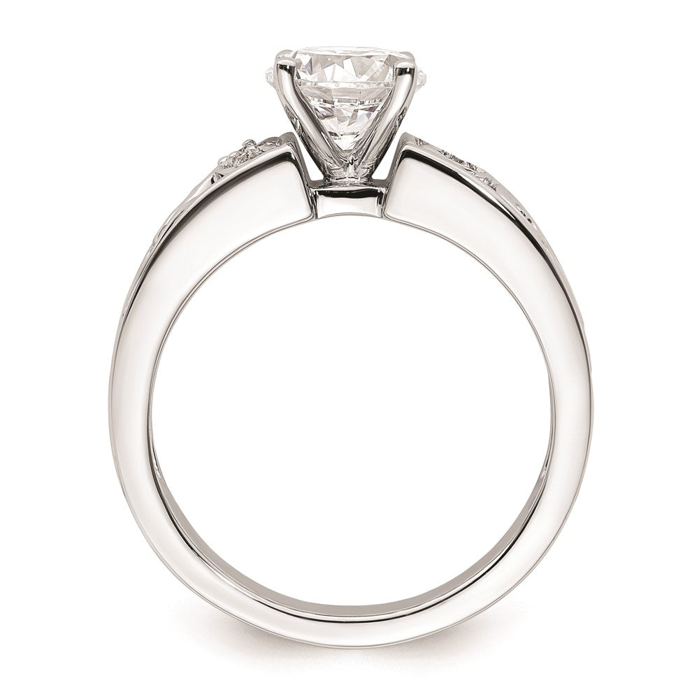 0.04ct. CZ Solid Real 14K White Gold Peg Set Engagement Ring