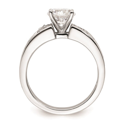 0.04ct. CZ Solid Real 14K White Gold Peg Set Engagement Ring