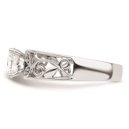 0.04ct. CZ Solid Real 14K White Gold Peg Set Engagement Ring