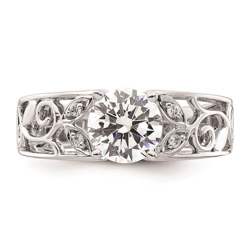 0.04ct. CZ Solid Real 14K White Gold Peg Set Engagement Ring