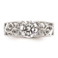 0.04ct. CZ Solid Real 14K White Gold Peg Set Engagement Ring