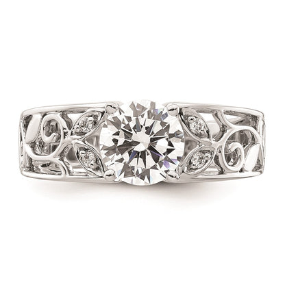 0.04ct. CZ Solid Real 14K White Gold Peg Set Engagement Ring