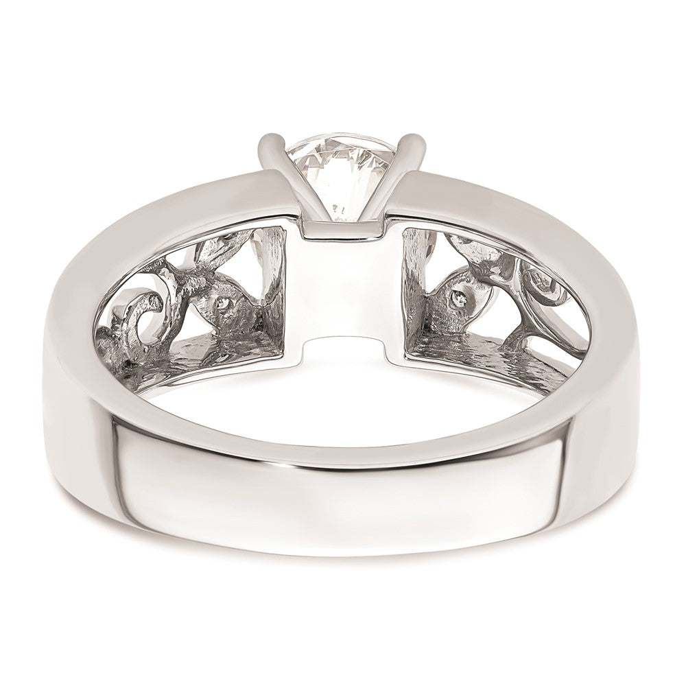0.04ct. CZ Solid Real 14K White Gold Peg Set Engagement Ring