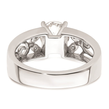 0.04ct. CZ Solid Real 14K White Gold Peg Set Engagement Ring