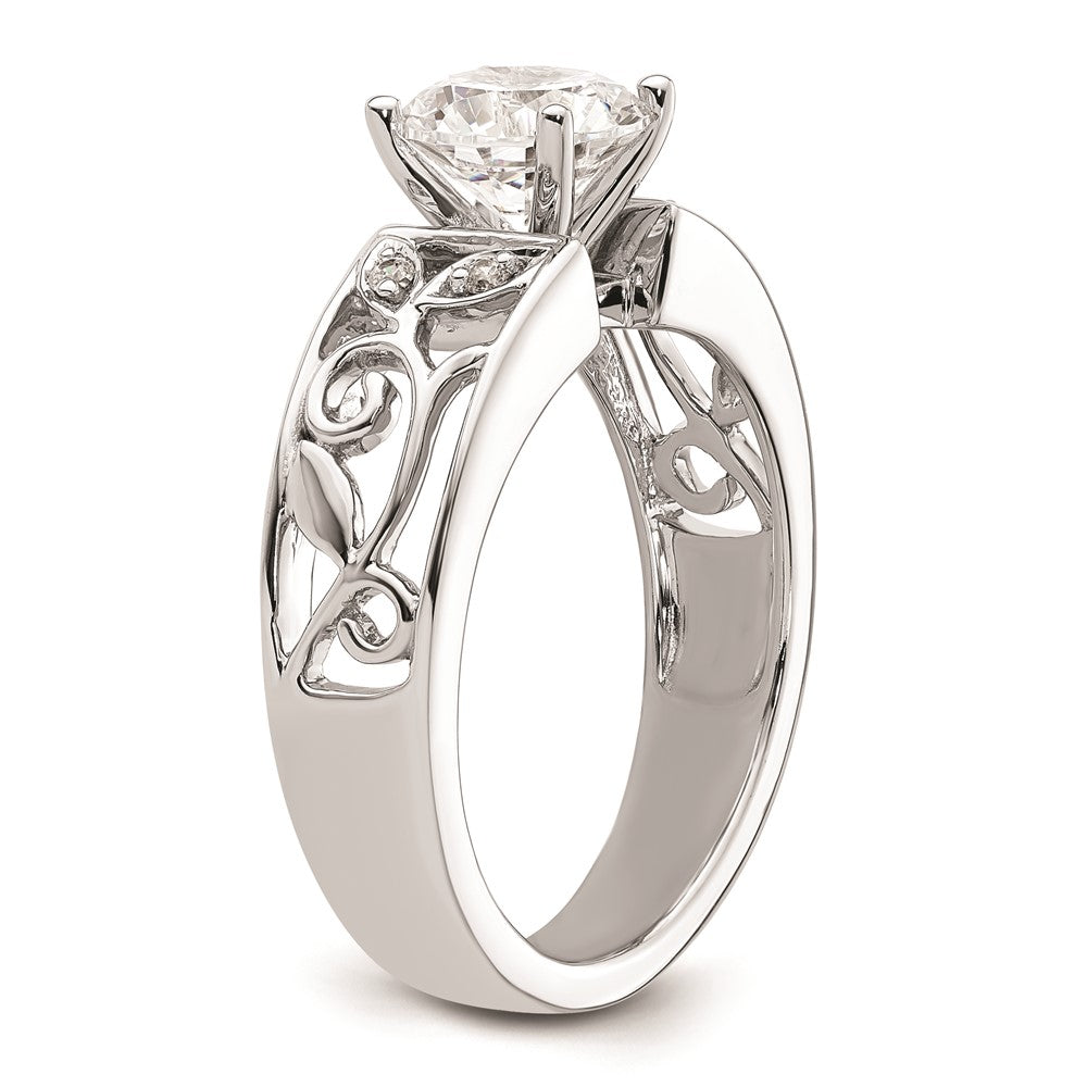 0.04ct. CZ Solid Real 14K White Gold Peg Set Engagement Ring