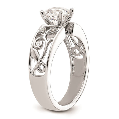 0.04ct. CZ Solid Real 14K White Gold Peg Set Engagement Ring