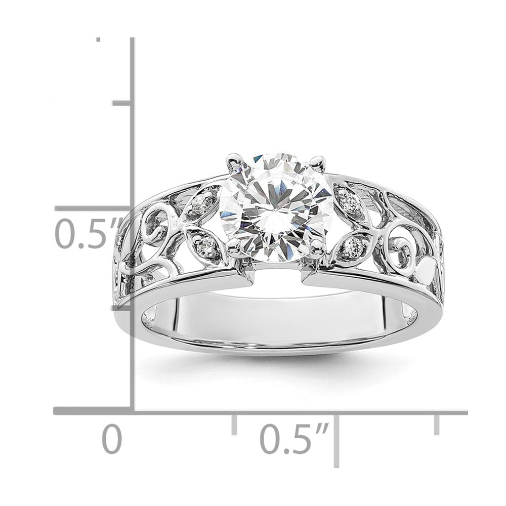 0.04ct. CZ Solid Real 14K White Gold Peg Set Engagement Ring