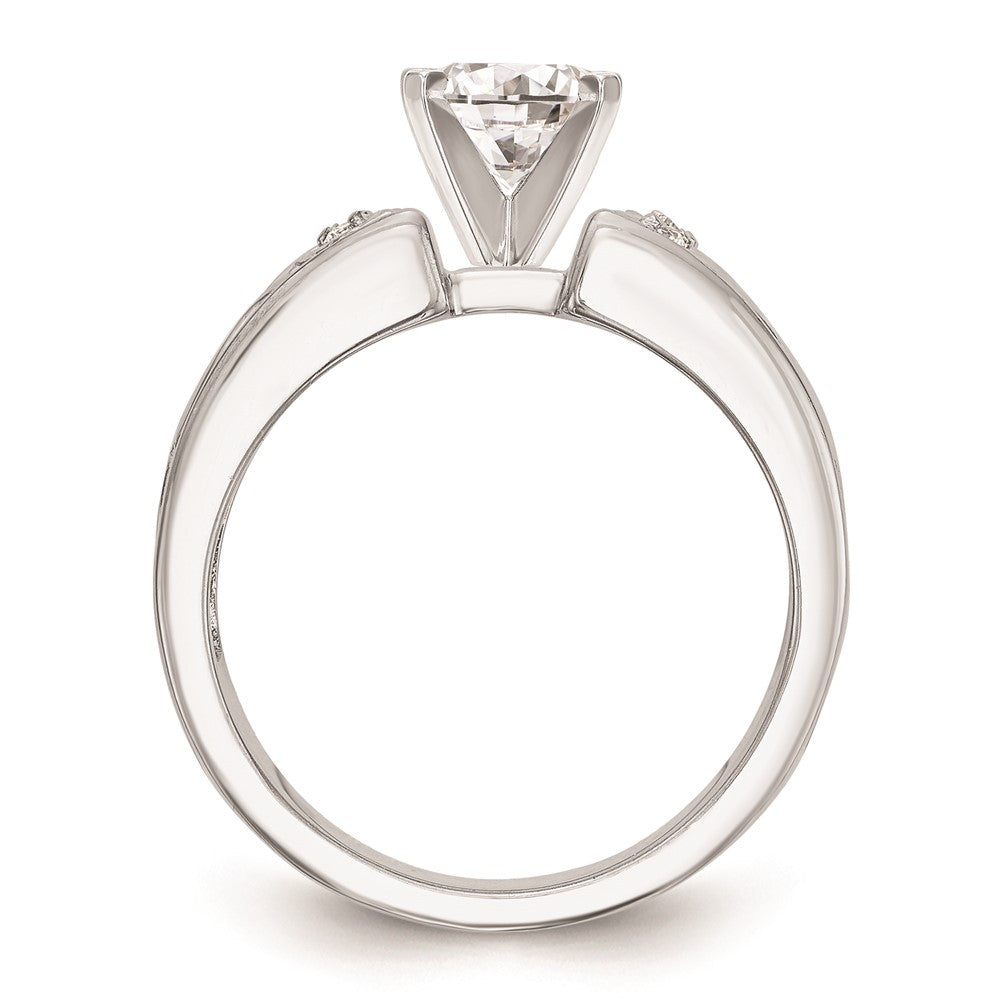 0.05ct. CZ Solid Real 14K White Gold Peg Set Engagement Ring