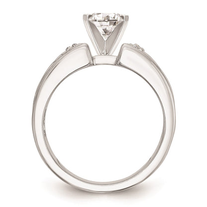 0.05ct. CZ Solid Real 14K White Gold Peg Set Engagement Ring