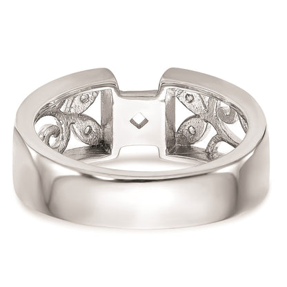 0.05ct. CZ Solid Real 14K White Gold Peg Set Engagement Ring
