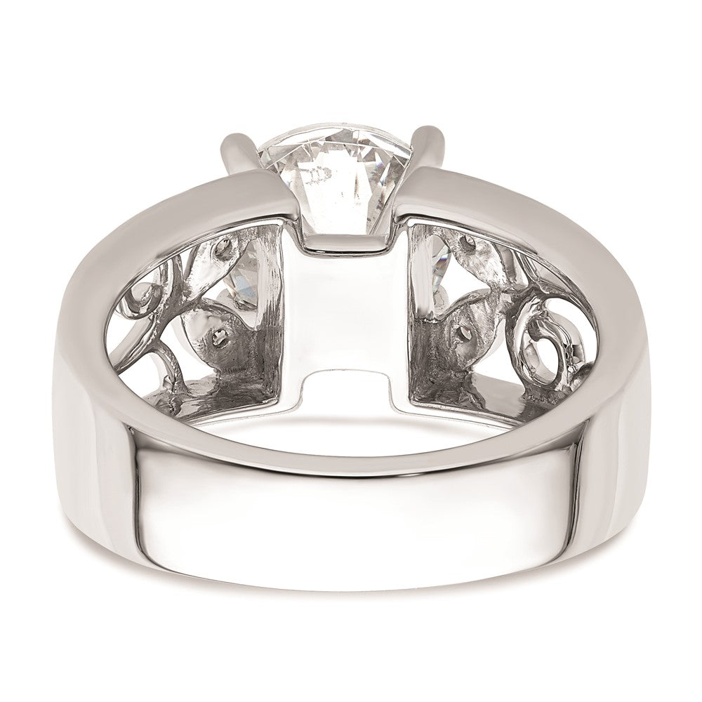 0.06ct. CZ Solid Real 14K White Gold Peg Set Engagement Ring