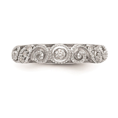 0.14ct. CZ Solid Real 14k White Gold Wedding Wedding Band Ring