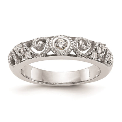 0.14ct. CZ Solid Real 14k White Gold Wedding Wedding Band Ring