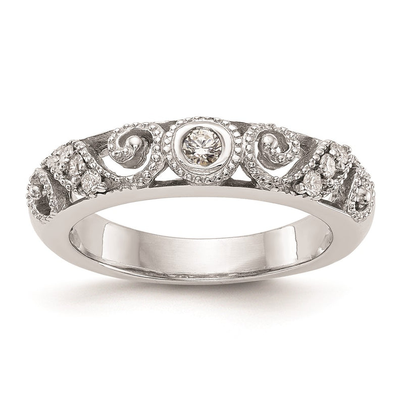 14k White Gold Real Diamond Wedding Band