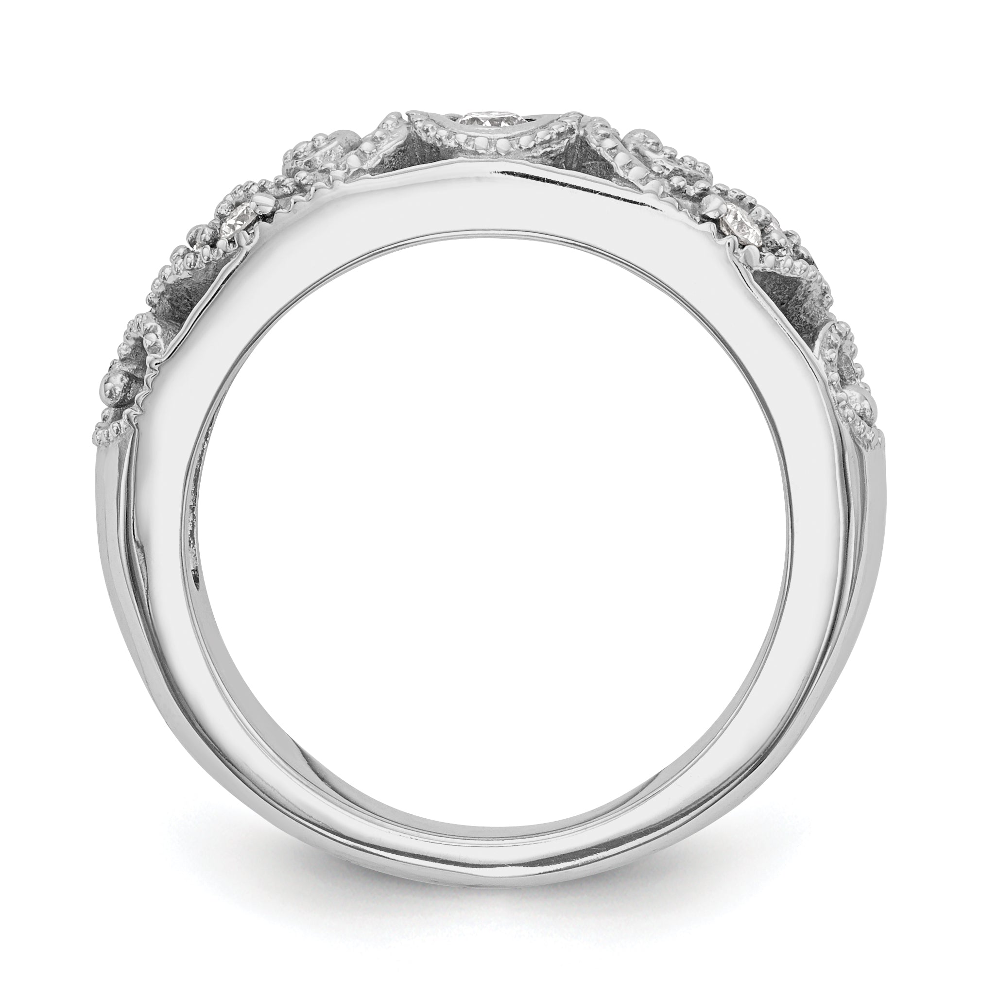 0.14ct. CZ Solid Real 14k White Gold Wedding Wedding Band Ring