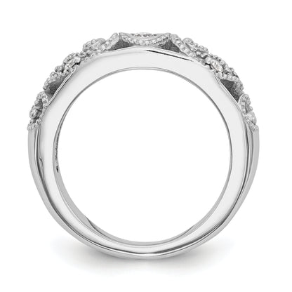 0.14ct. CZ Solid Real 14k White Gold Wedding Wedding Band Ring