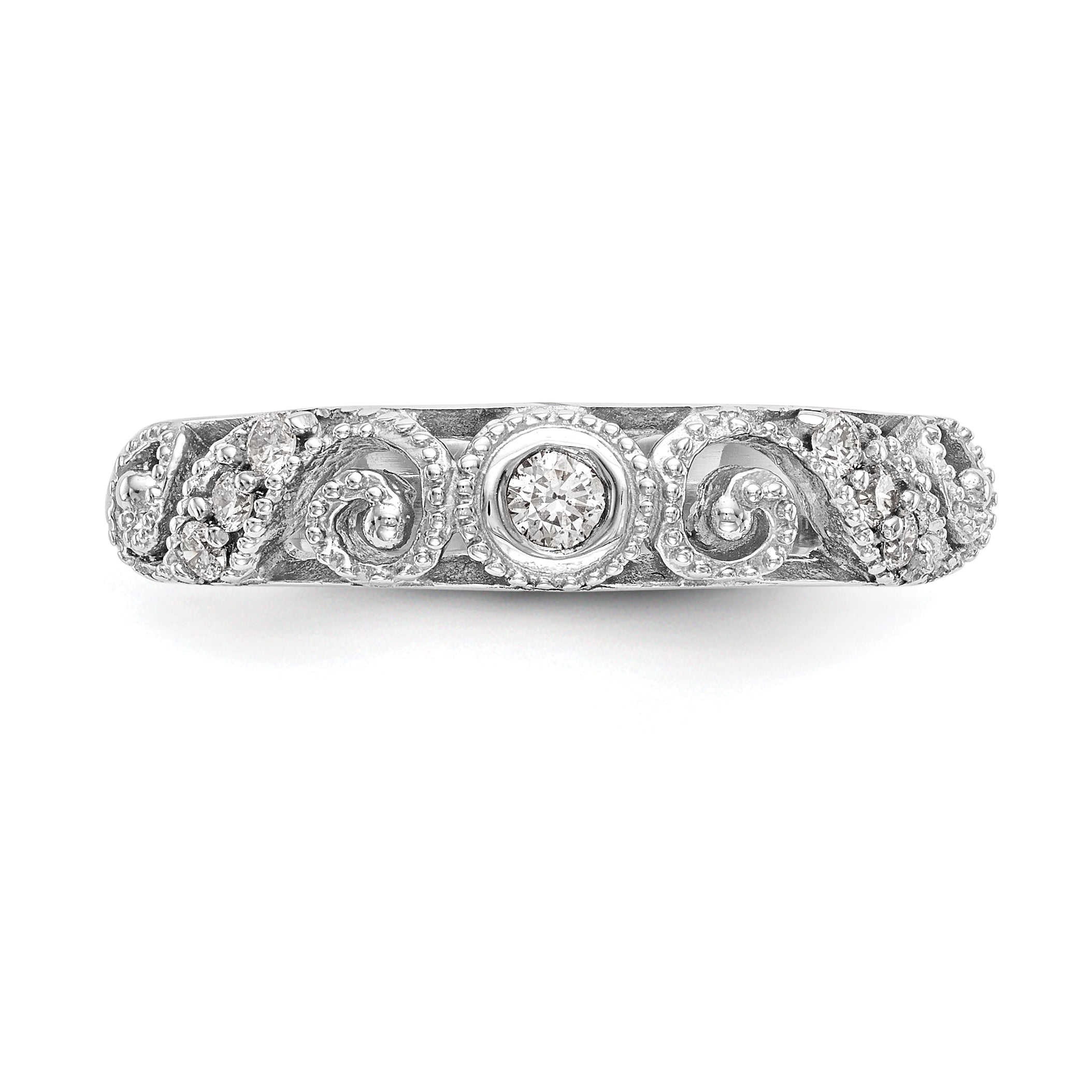 0.14ct. CZ Solid Real 14k White Gold Wedding Wedding Band Ring