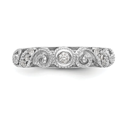 0.14ct. CZ Solid Real 14k White Gold Wedding Wedding Band Ring