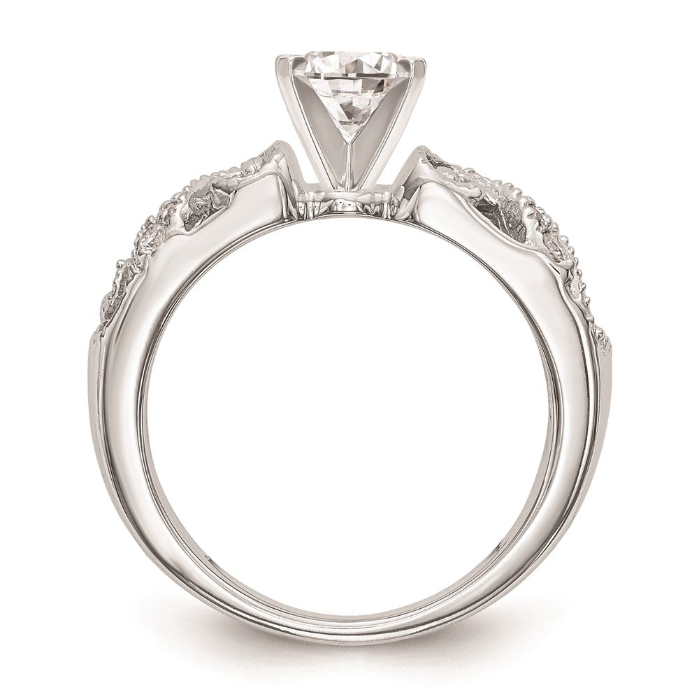 0.07ct. CZ Solid Real 14K White Gold Peg Set Engagement Ring
