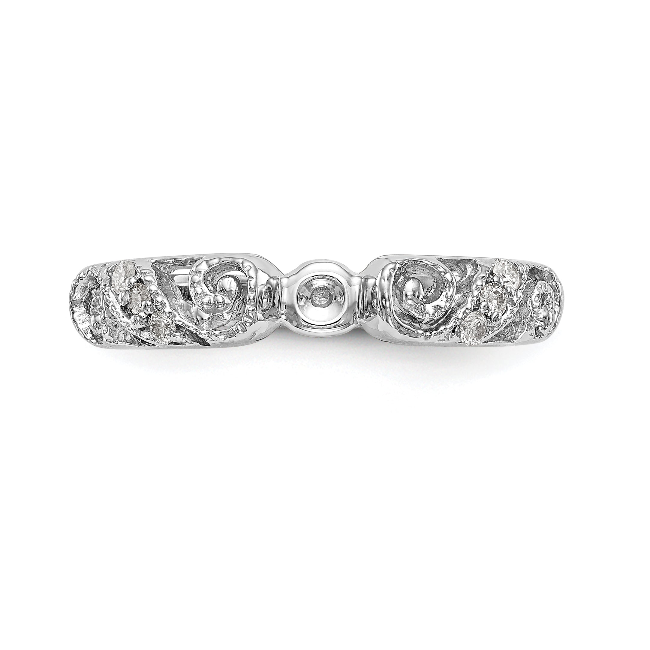 0.07ct. CZ Solid Real 14K White Gold Peg Set Engagement Ring