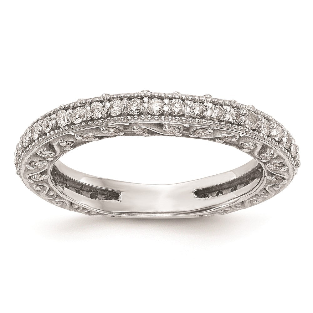 14k White Gold Real Diamond Wedding Band