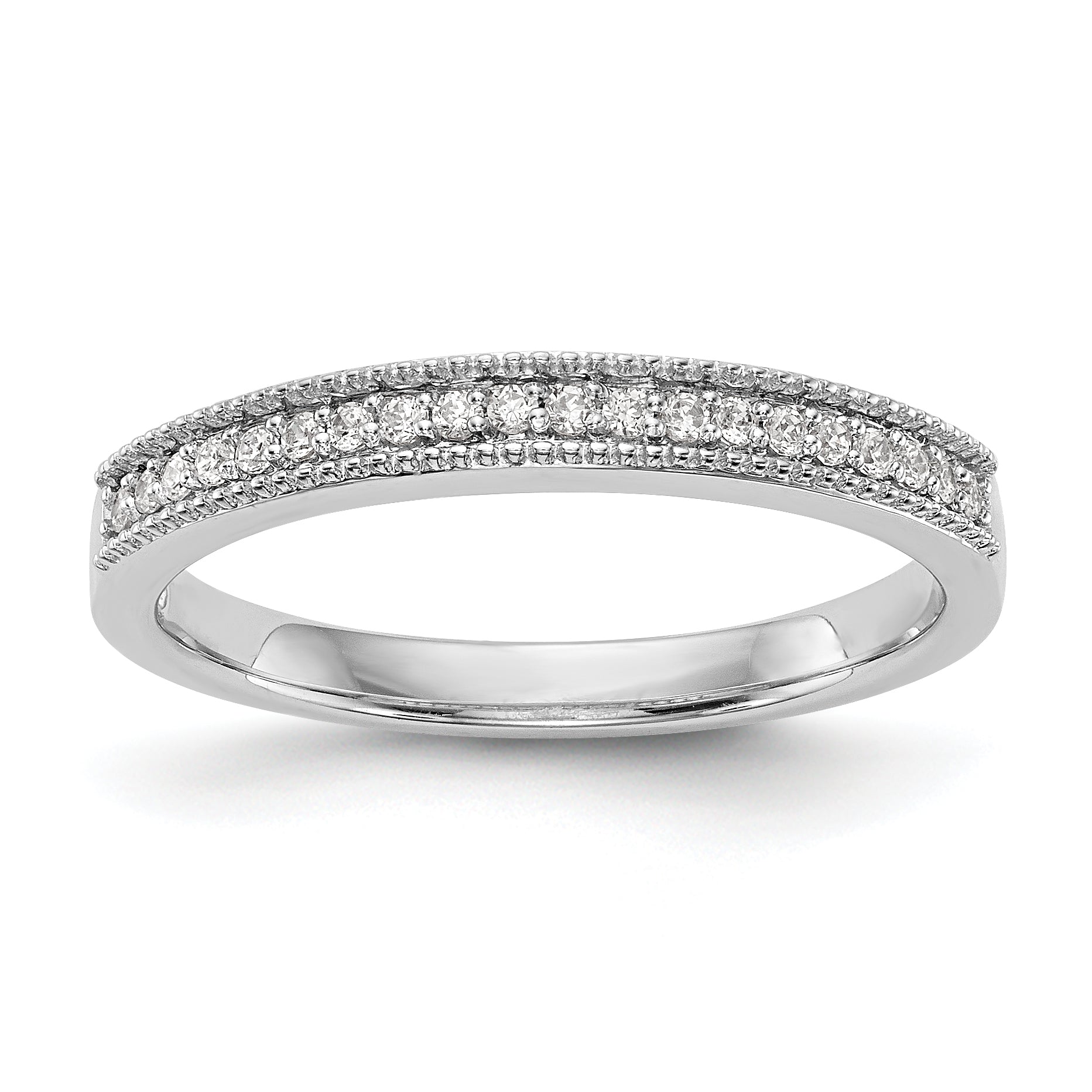 0.12ct. CZ Solid Real 14k White Gold Wedding Wedding Band Ring
