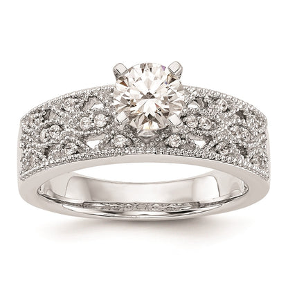 0.10ct. CZ Solid Real 14K White Gold Peg Set Engagement Ring