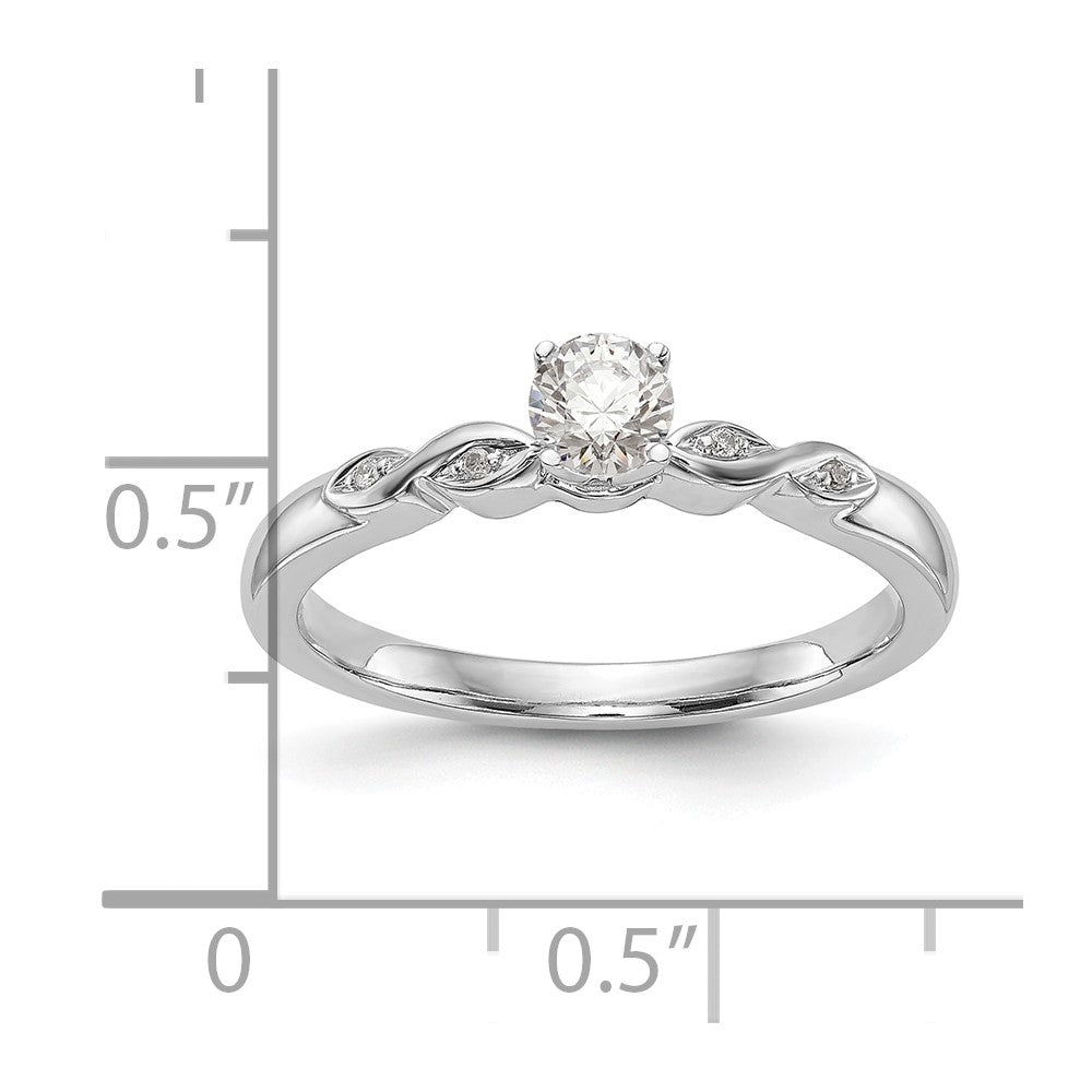 0.02ct. CZ Solid Real 14k White Gold Engagement Ring