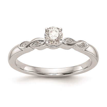 0.02ct. CZ Solid Real 14k White Gold Engagement Ring