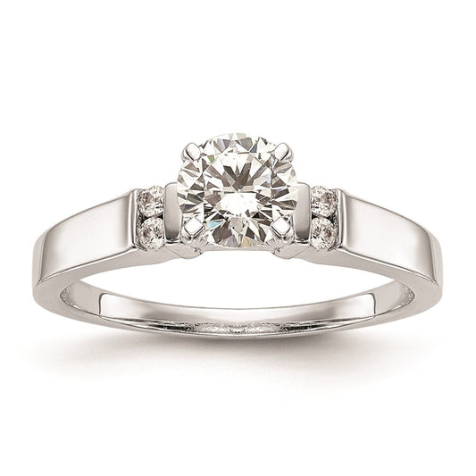 0.08ct. CZ Solid Real 14K White Gold Peg Set Semi Mount Engagement Ring