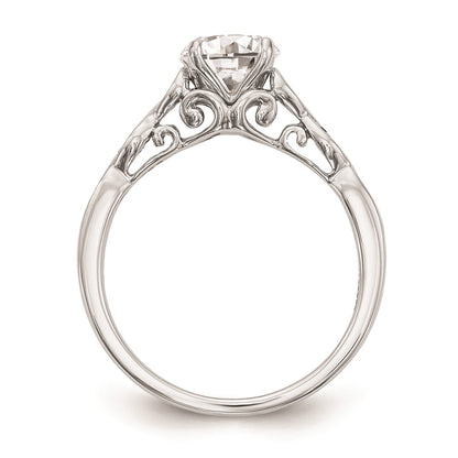 0.03ct. CZ Solid Real 14K White Gold Peg Set Engagement Ring