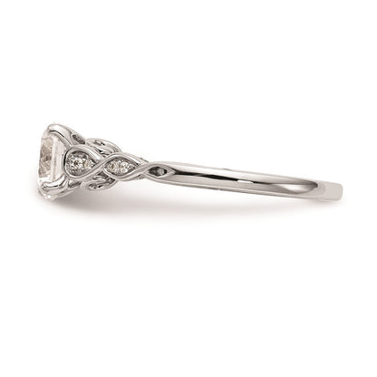 0.03ct. CZ Solid Real 14K White Gold Peg Set Engagement Ring