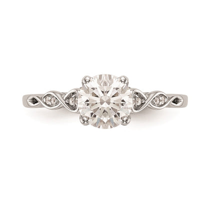 0.03ct. CZ Solid Real 14K White Gold Peg Set Engagement Ring