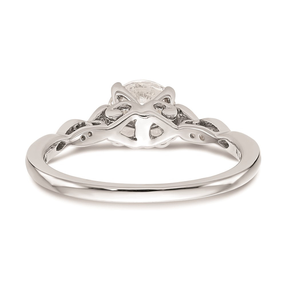 0.03ct. CZ Solid Real 14K White Gold Peg Set Engagement Ring