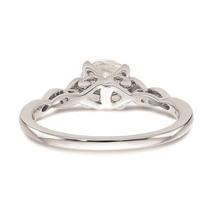 0.03ct. CZ Solid Real 14K White Gold Peg Set Engagement Ring