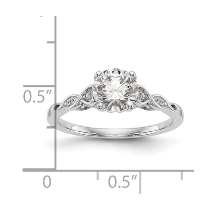 0.03ct. CZ Solid Real 14K White Gold Peg Set Engagement Ring