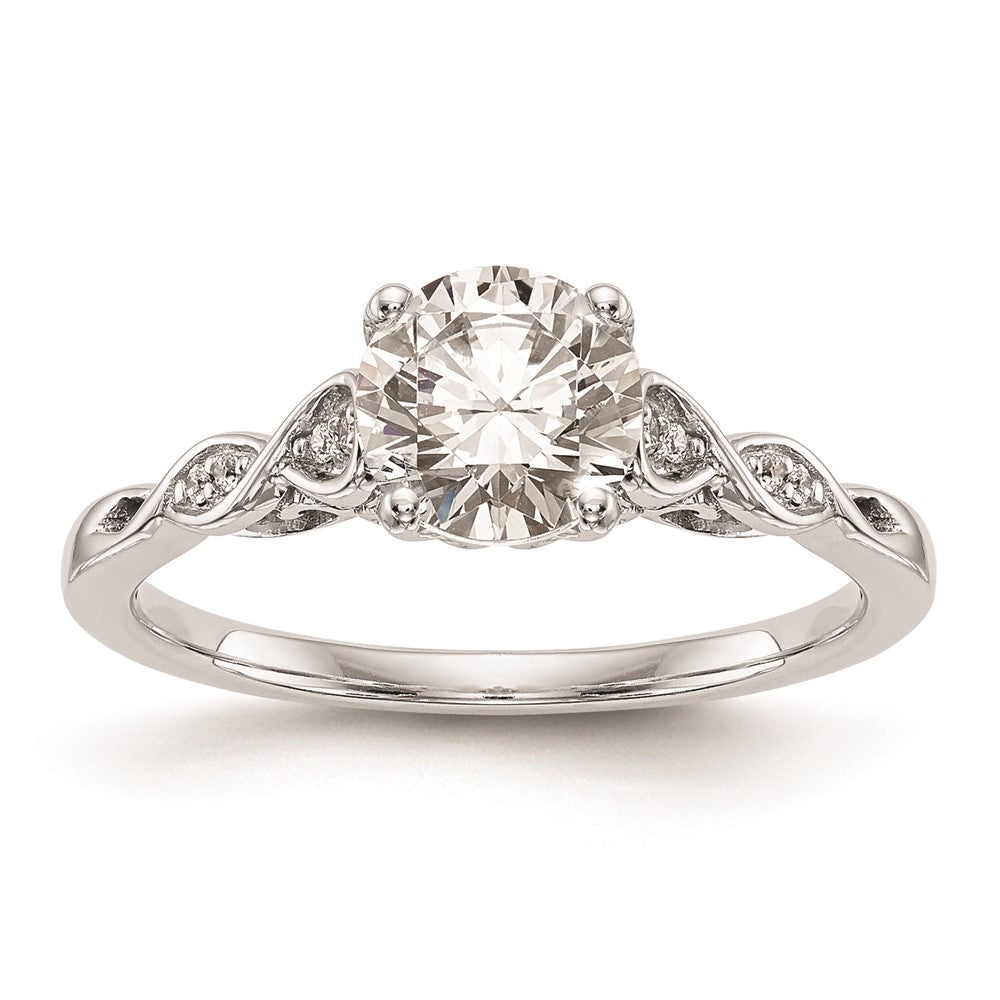 0.03ct. CZ Solid Real 14K White Gold Peg Set Engagement Ring