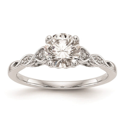 0.03ct. CZ Solid Real 14K White Gold Peg Set Engagement Ring