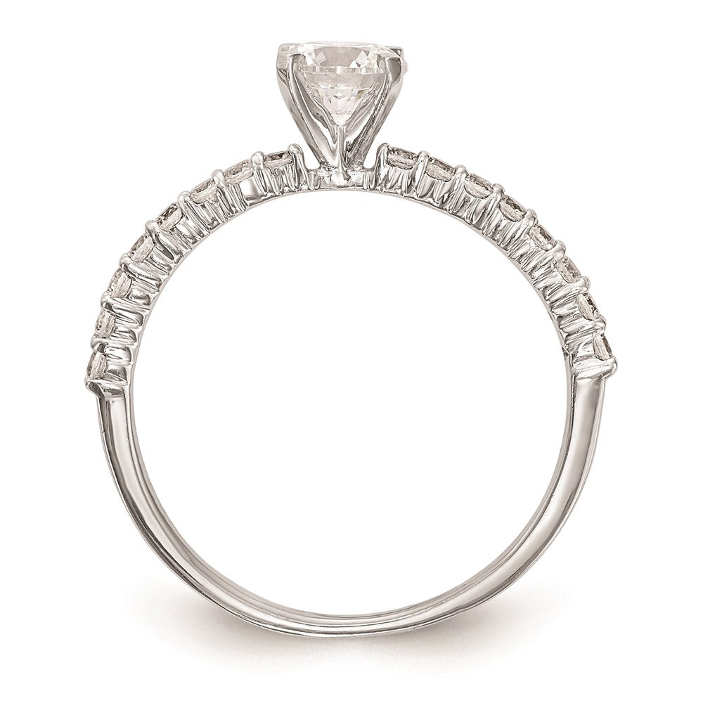 0.21ct. CZ Solid Real 14K White Gold Peg Set Engagement Ring
