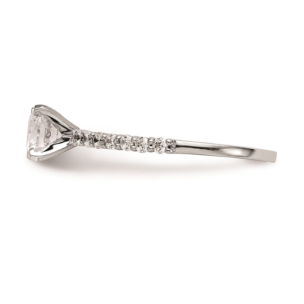 0.21ct. CZ Solid Real 14K White Gold Peg Set Engagement Ring