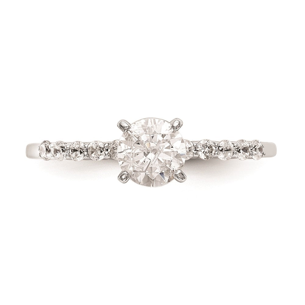 0.21ct. CZ Solid Real 14K White Gold Peg Set Engagement Ring