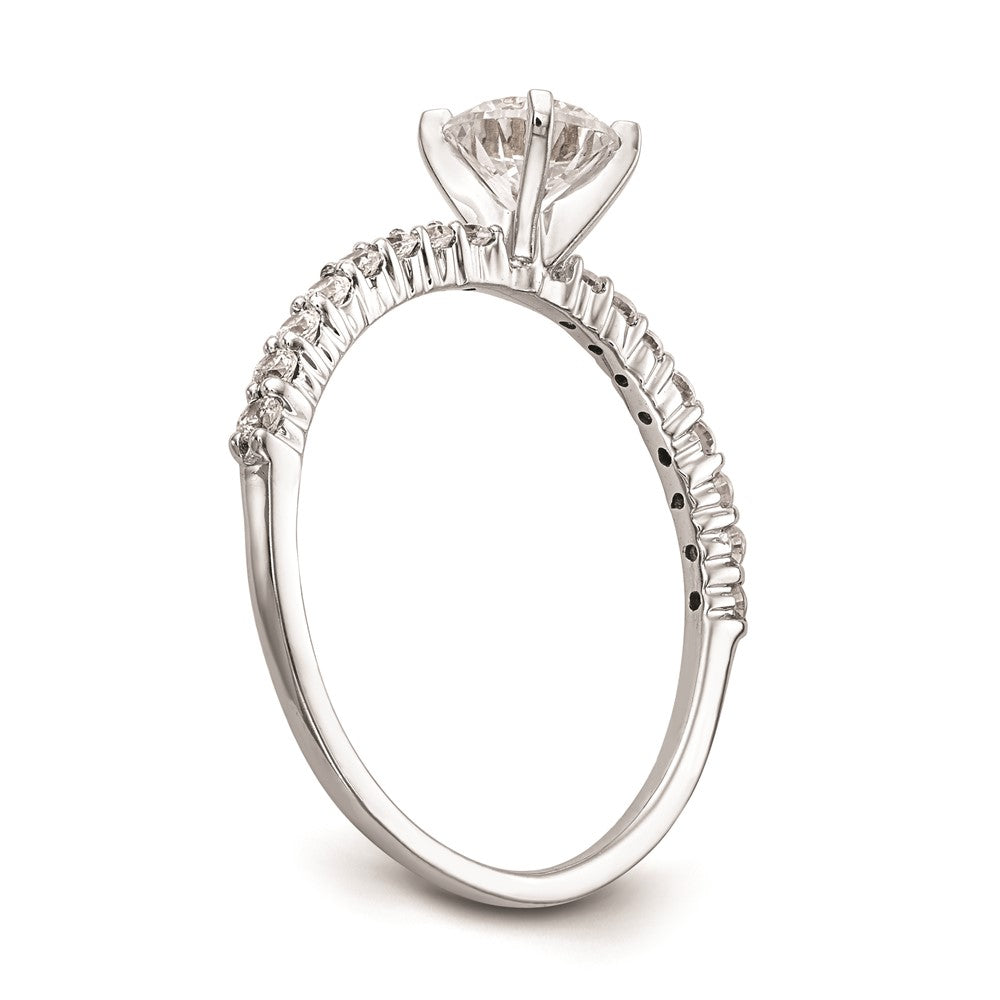 0.21ct. CZ Solid Real 14K White Gold Peg Set Engagement Ring